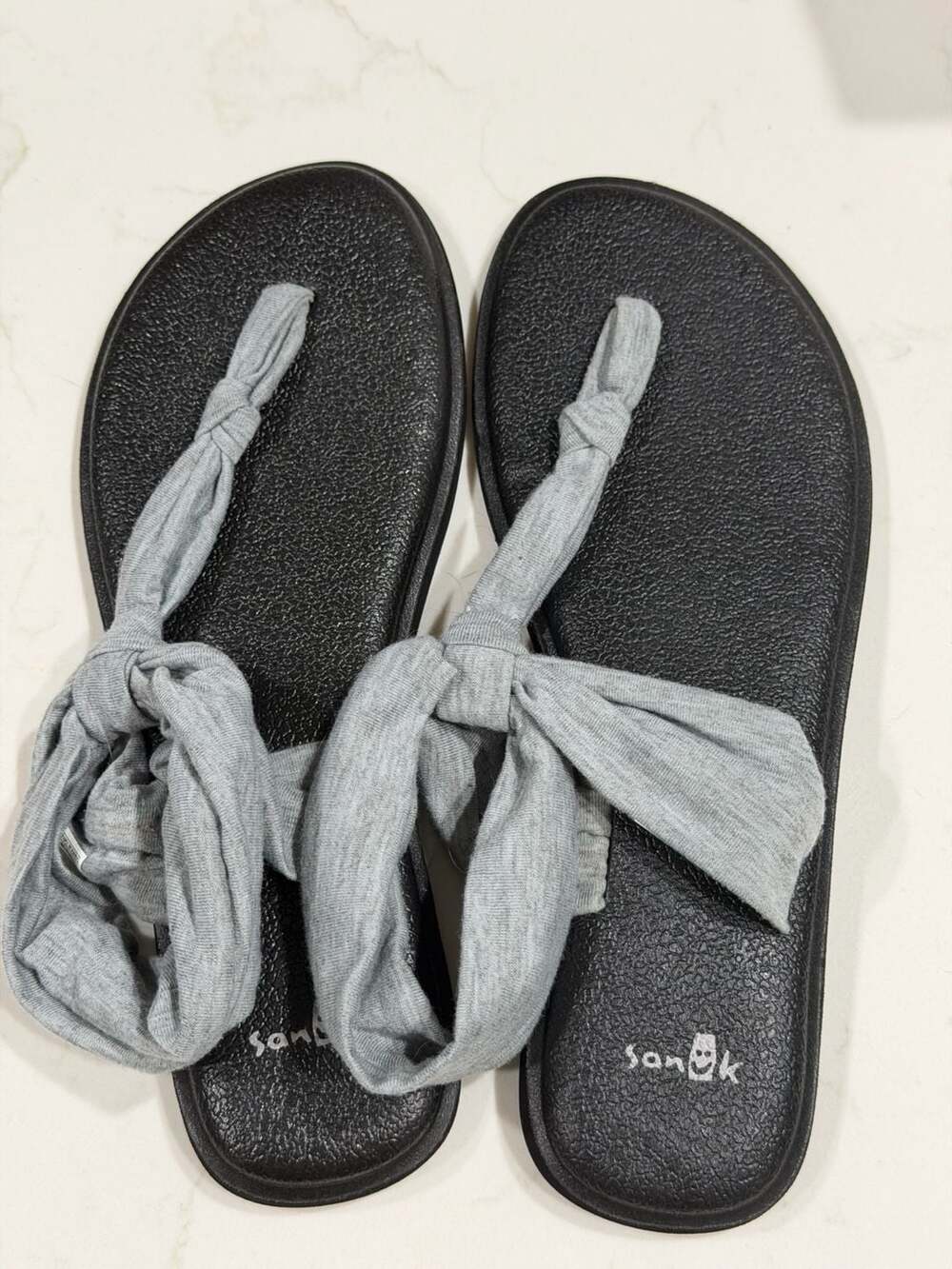 Sanuk Yoga Sling Ella Women's Gray Knit Fabric Sandals Size 8